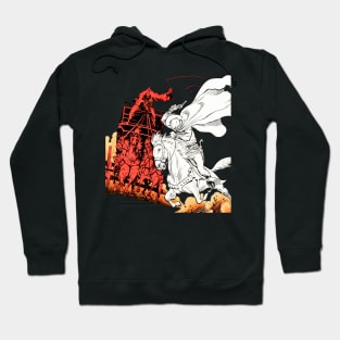 The Ghost Rider Red White Horses Western Wild West Ghost Cowboy Halloween Comic Hoodie